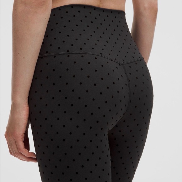 Lululemon Athletica Polka Dot Flocked Black Textured Leggings - Picture 3 of 7